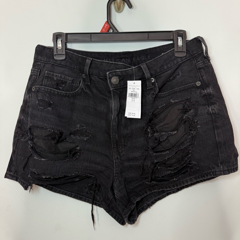 American Eagle Outfitters Distressed Black Jean Shorts